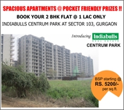 2 BHK+S Flats @ 22 Lac in Gurgaon at Indiabulls Centrum Park
